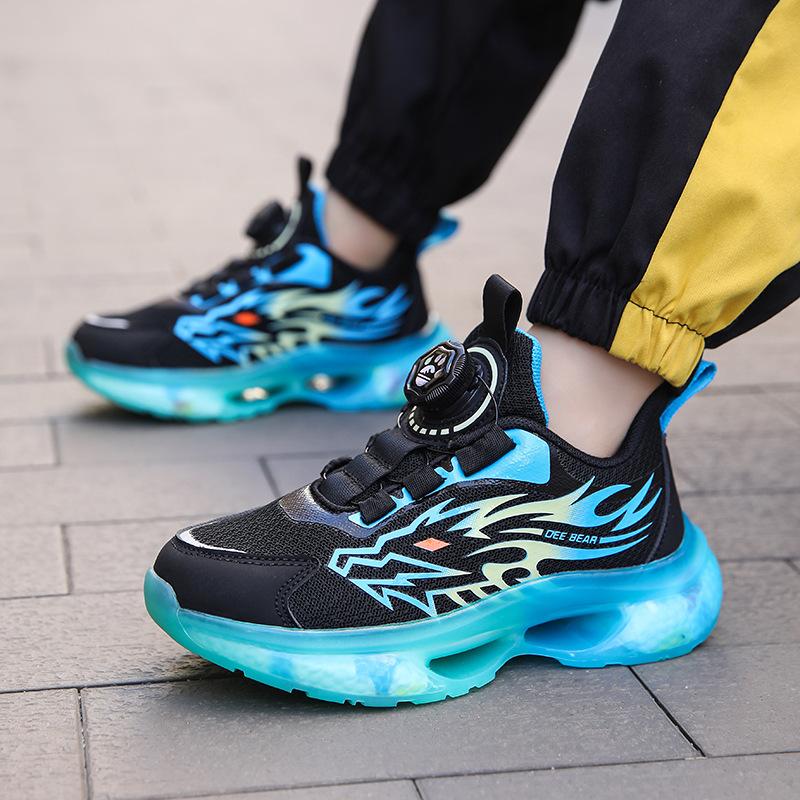 519 students 2025 new button shoes children's sports shoes medium and large children boys soft sole thick sole non-slip and breathable