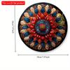2d Flat 20*20cm Vintage Mandala Wooden Sign, Wooden Circular Mural, Red and Blue Floral Design, Vintage Decoration for Bars, Cafes, Seaside Villas,
