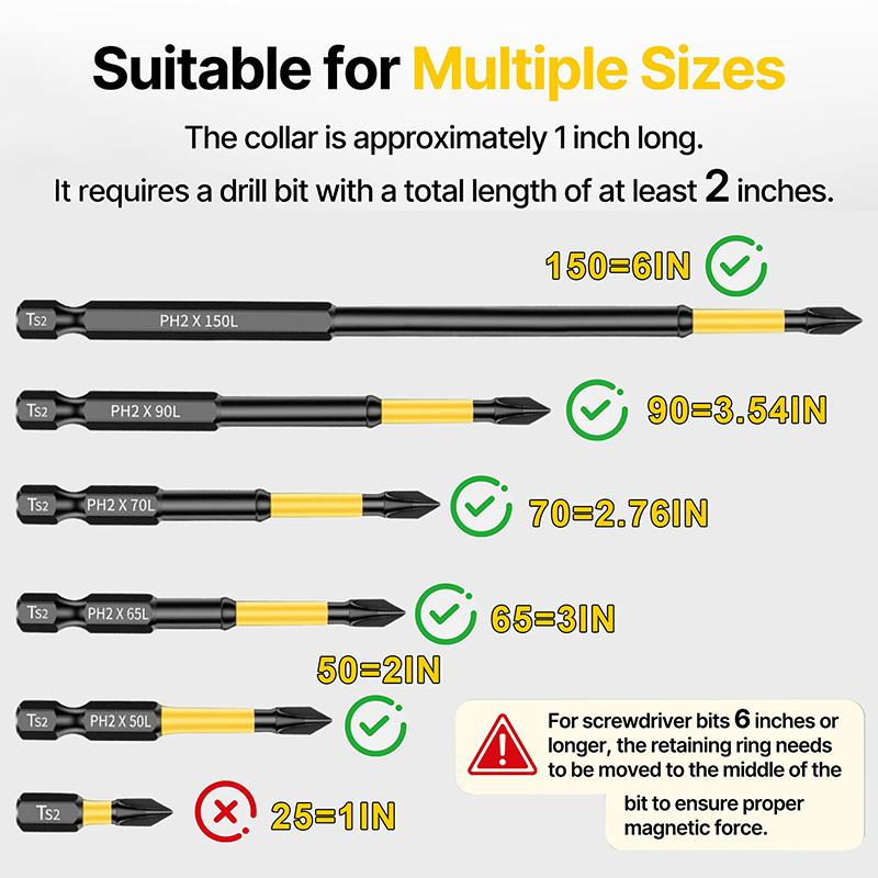 New Magnetic Screw Ring, 1/4 Inch (6.35mm) Hex Screwdriver Head Magnetic Ring, Universal Bit Magnetizer With Dual-Layer Enhanced