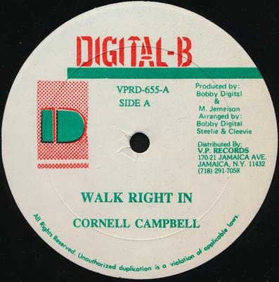 12inch Record CORNELL CAMPBELL - Walk Right In VPRD655 Digital-B US Reggae, Ska & Dub Used