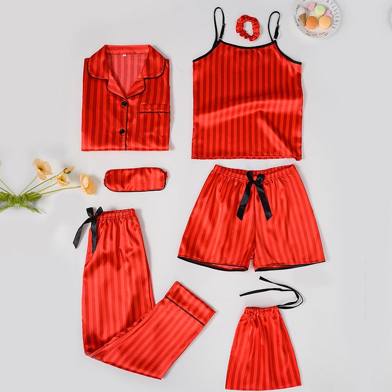 

Детский пижамный комплект из искусственного шелка в полоску «Четыре сезона» - 7 предметов 160