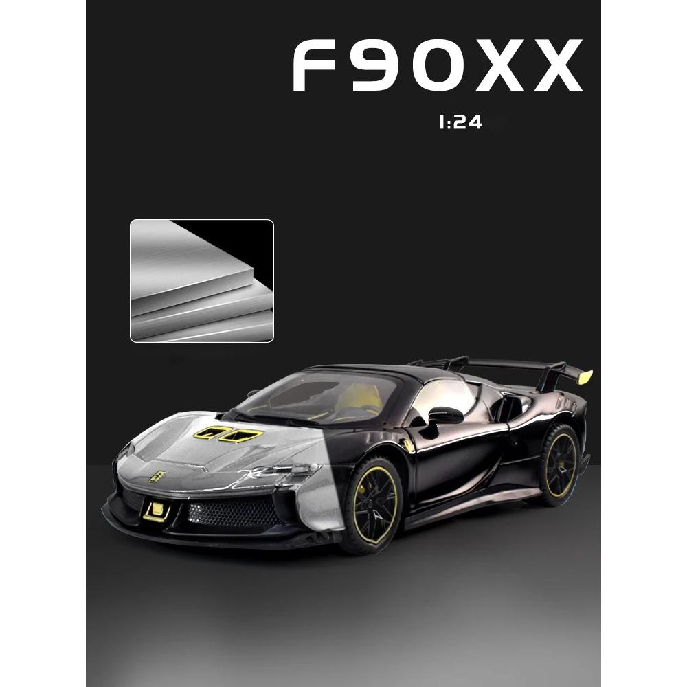 1/24 Ferrari SF90 SF90XX Alloy Sports Car Model Diecasts Metal Racing Vehicles Car Model Simulation Sound Light Collection Kids Toy Gift