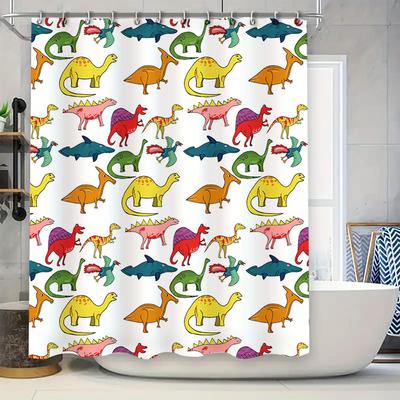 Rideau de douche animal adorable: Décor de Salle de Bain Thème Jungle avec Singes, Éléphants Plus Panneaux de Douche en Tissu Imprimé pour Enfants