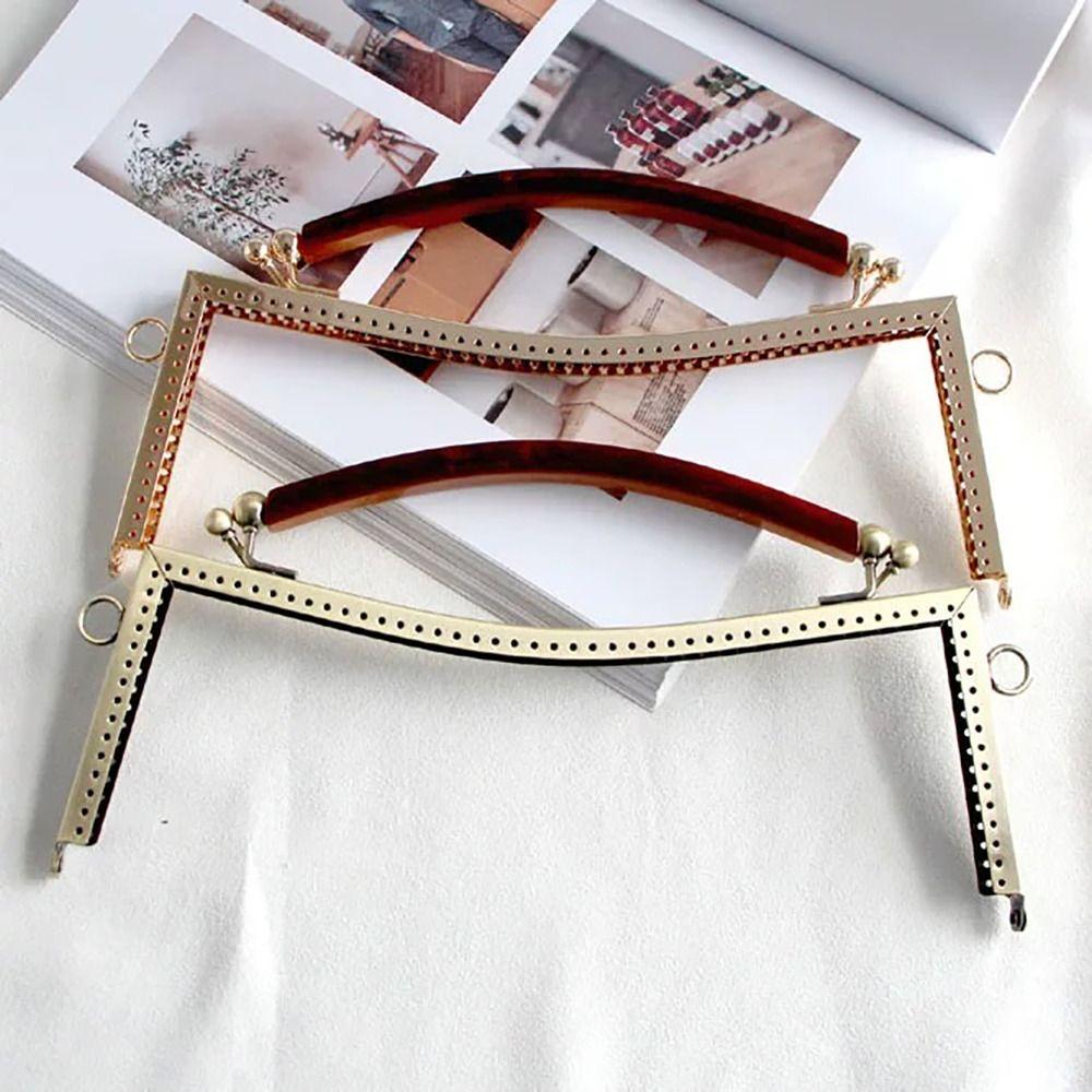 20.5CM Concave Smooth Metal Clasp Sewing DIY Handmade Clutch Frame For Bags With Silicone Handles Purse Accessories Bag Parts