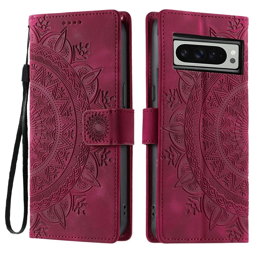 Style 018 For Google Pixel 9 Pro XL Case Imprinted Totem Skin Feel Wallet Leather Phone Cover