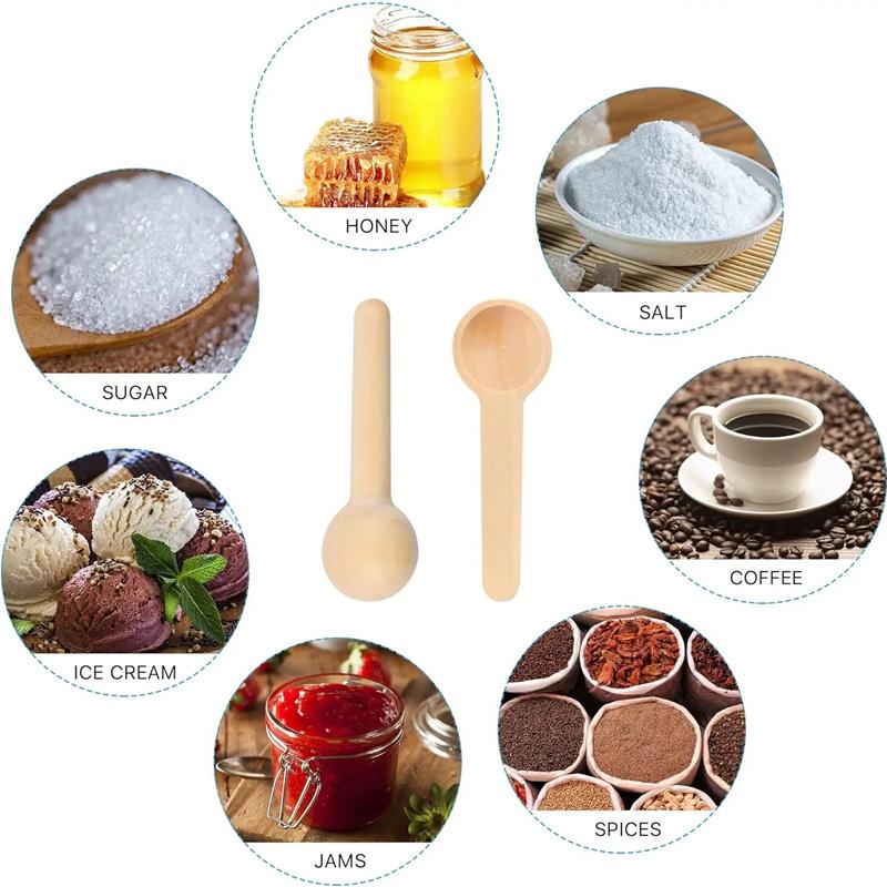 10/30/50Pcs Wooden Spoons Mini Tasting Spoons Condiments Salt Spoons for Kitchen Cooking Seasoning Oil Coffee Tea Sugar