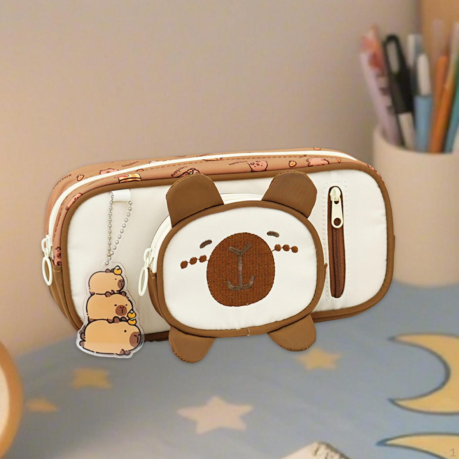 

Pencil Case Drawing Pen Bag Zipper Storage Organizer Stationery Pouch for коричневый