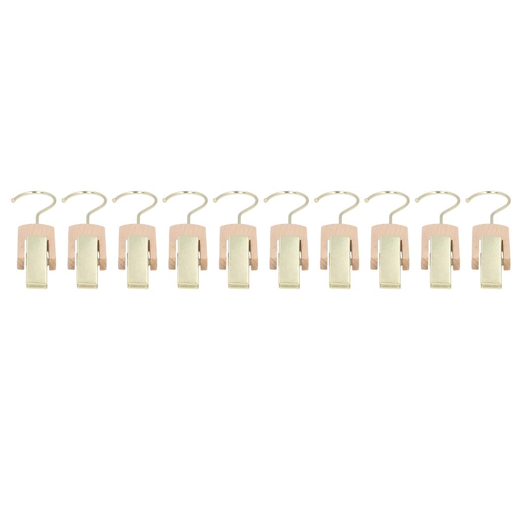 10cm Hanging Clips Metal Hook with Wood Clip 360 Degree Rotating Clothing Hooks for Closet Office