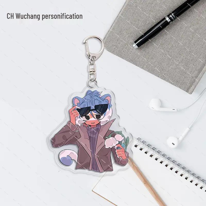 Countryhumans Keychains: Porcelain Neon Beauty - Korea, England, France Pendants for Student Backpacks