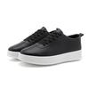 Fashion Men's Leather Sneakers Solid Color Chunky Sole Skate Shoes All-Black Lace-up Comfort Footwear for Athleisure Everyday Wear