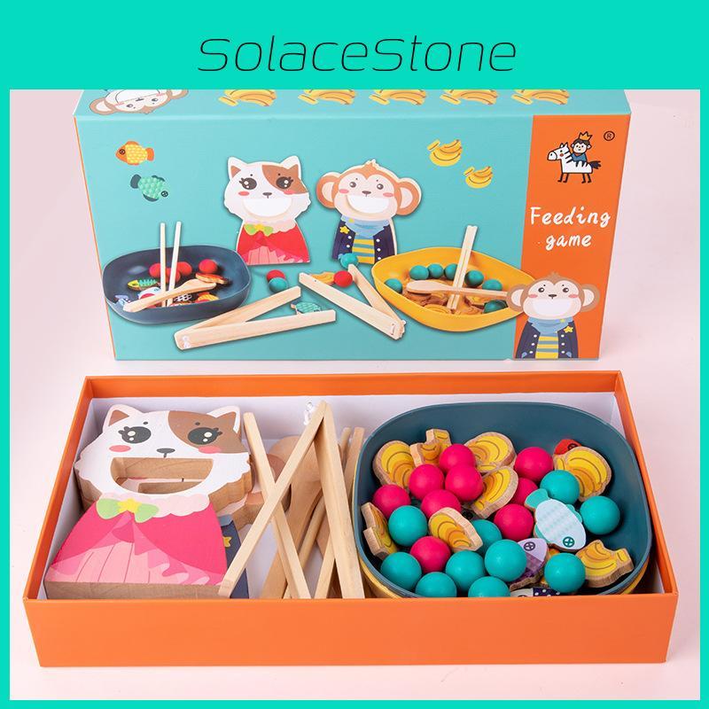 Game Feeding Preschool Toy With Wooden Material Cognitive Skills Interaction