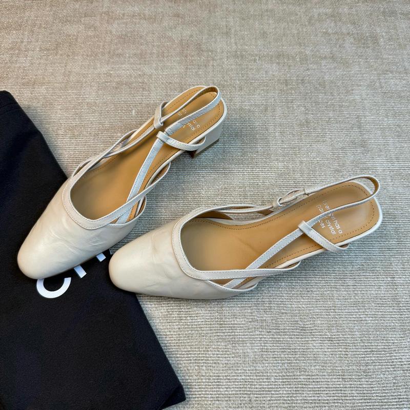 

[Spot] Side hollow sandals, elegant 5cm high heel, comfortable spring and summer round head new leather shoes, provided by the manufacturer 40