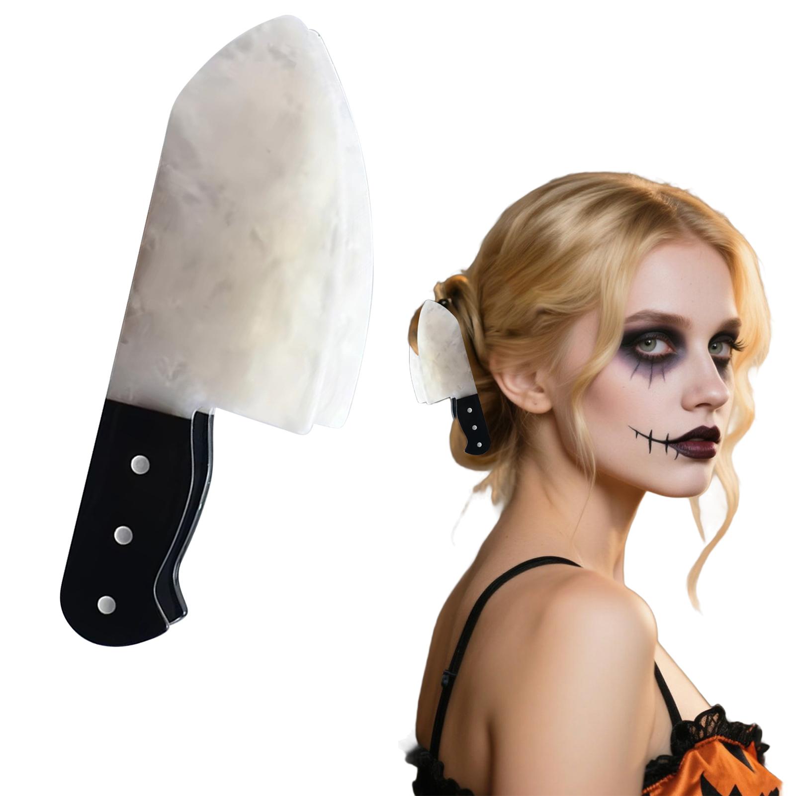 

Креативная заколка для волос на Хэллоуин для женщин в виде имитации ножа, зажим для волос в виде акулы, панк-стиль, аксессуары для волос для вечеринки белый