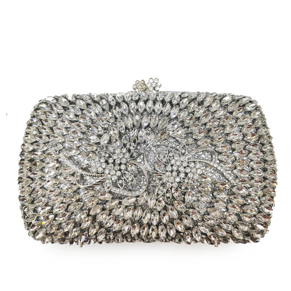 WHTUOHENG Rhinestone Evening Clutch Wedding Bridal Clutches Bags Metallic Green/Blue Diamond Evening Bag Lady Party Dinner Purse
