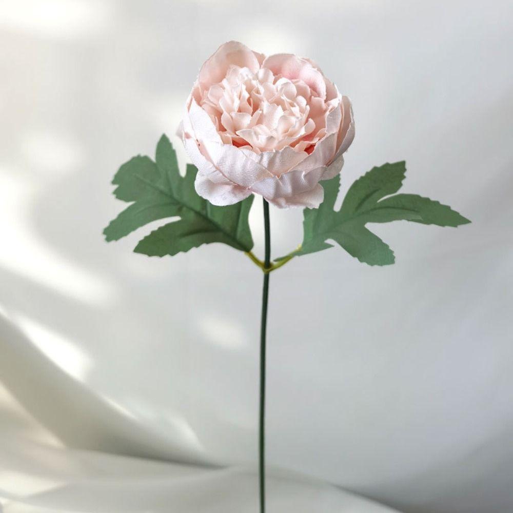 Peony Artifiical Flower Branch Flexible Stems 29cm Height Camellia Fake Flower with Green Leaves Simulation Flower
