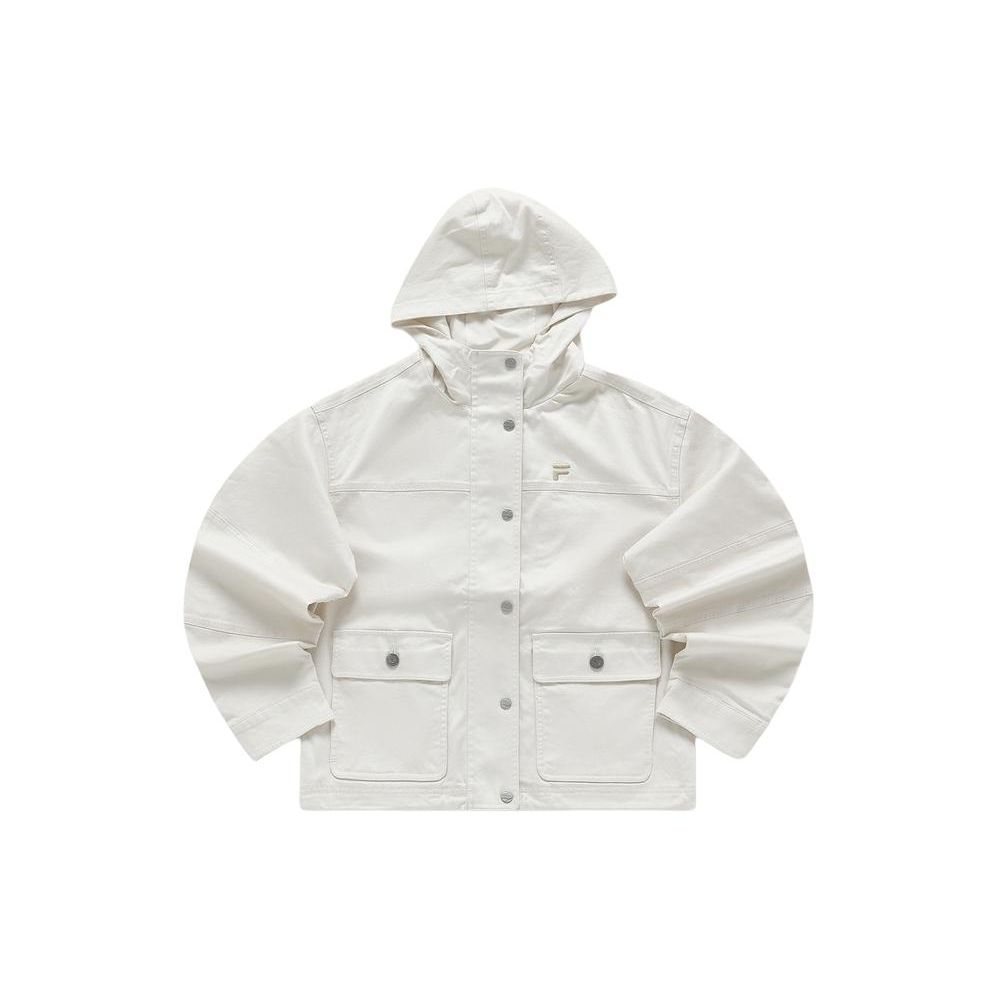 Fila Fusion Letter Zipper Hooded Outdoor Sports Work Jacket Women jackets Warm-Beige T11W413703F-BG