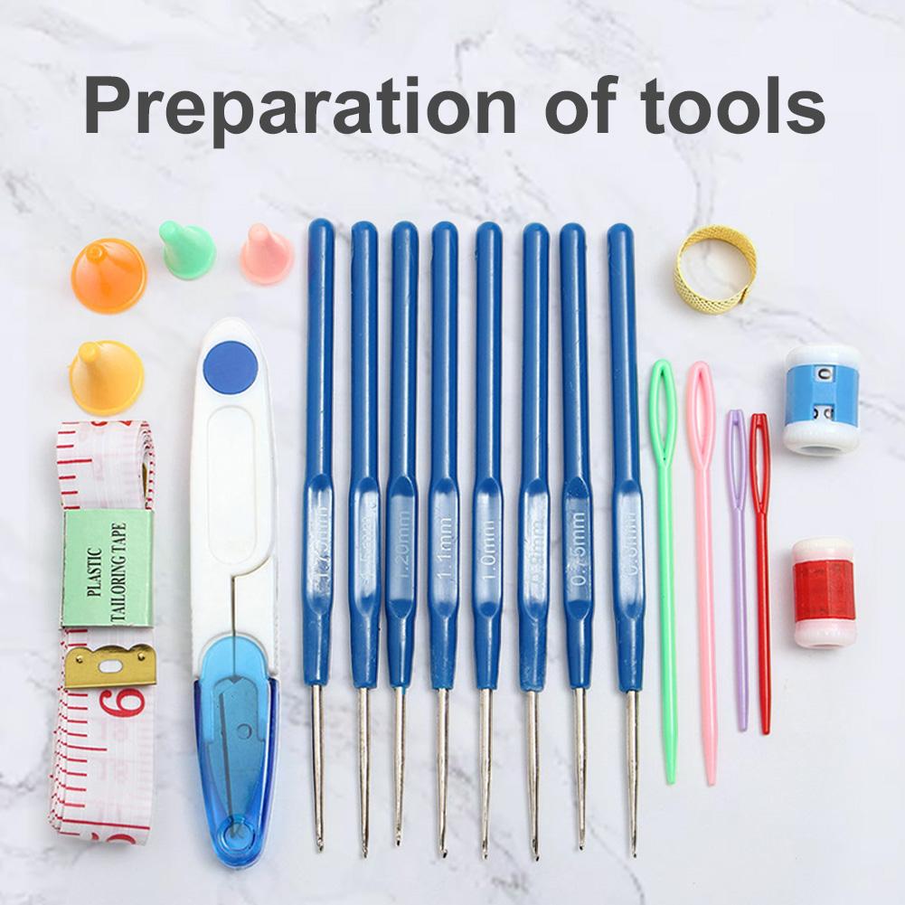 5Pcs 16 Size Crochet Hook Set Knitting Needle Ergonomic Long Crochet Needles with Case Crochet Needles Set for Arthritic Hands