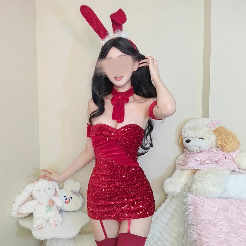 Red Sexy Christmas Bunny Nightgown