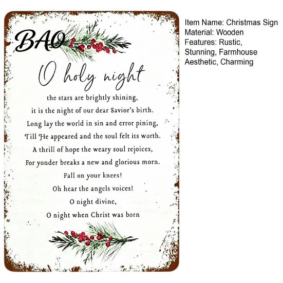 Rustic Home Holiday Embellishments Christmas Wood Sign, Vintage Santa's Sleigh Parking Only Wall 2D Farmhouse Hanging Sign Wooden Plaque for