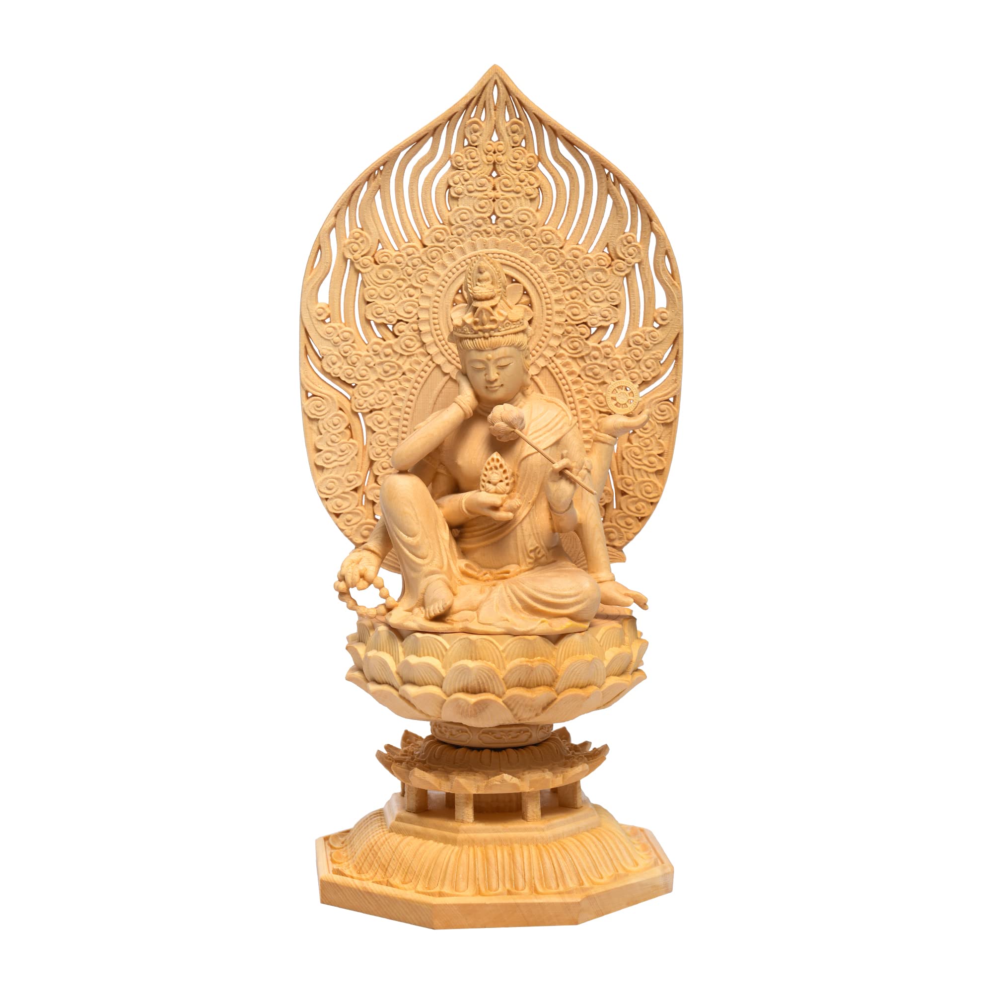 

Ханро Искусство Скульптура Будда Каннон Сделано из Кипариса Защита от Благ 28см x Ширина 12см x Глубина Статуя, Нёирин, Бодхисаттва, Дерево, Зло,