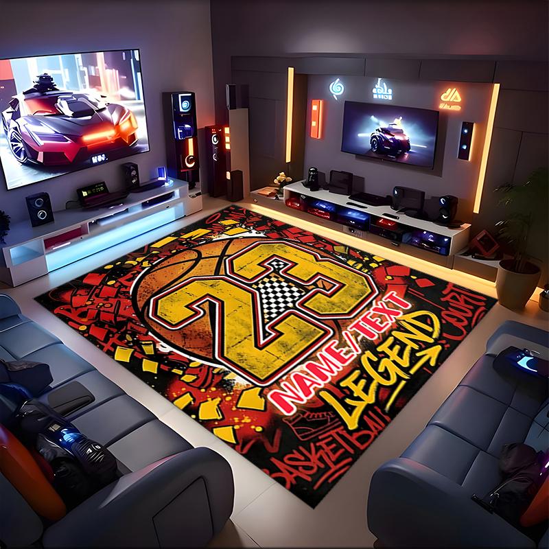 1PC Custom Name "23 Legend Basketball Art" Theme Floor Mat Ideal for Living Room, Game Rooms, Office, Bedroom,Floor Mat Playful Design