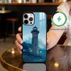 Cartoon Art Lighthouse Magnetic For Magsafe Wireless Charging Phone Case For iPhone17,16,15,14,13,12,11 Plus,Pro Max