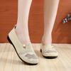  Women Fashion Plus Size Beige Breathable Spring Slip On Anti Skid Flat Loafers Lady Retro Dance Black Work Shoes Ab352