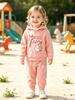 Toddler Girls Dinosaur Print 2‑Piece Outfit, Pink Hoodie Spring Autumn Clothes for Kids, Perfect for Playwear & Outdoor