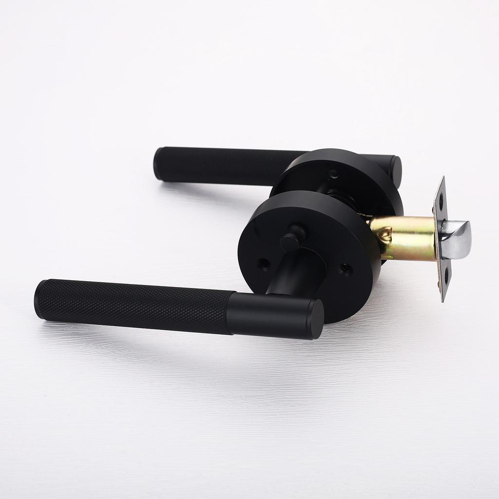 Viladepot Privacy Door Handle Knurled Handle Lever Bedroom Bathroom Passage Door Lock Reversible Keyless