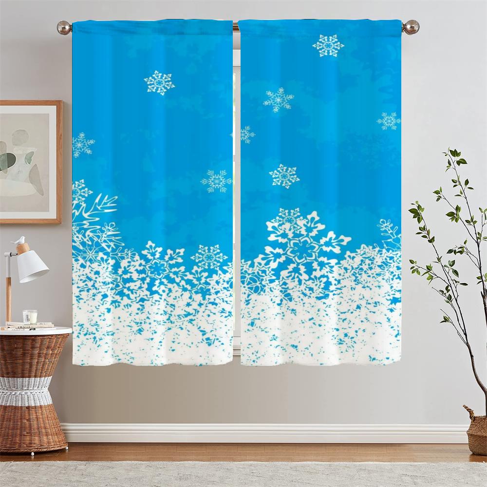 Snowflake Blackout Curtain for Living Room Decoration Black Out Curtains 2 Pcs Set Window Sheer Curtains Salon 2 Pieces Blinds