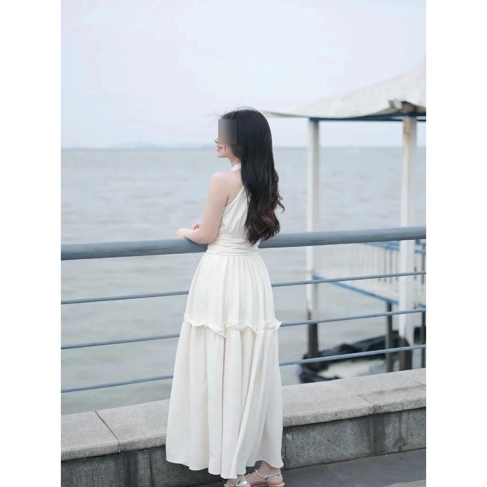 Beautiful Skirt Women's Summer New French Temperament High-end Waist Sleeveless Neck Dress