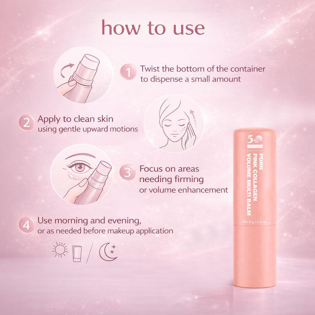 Bálsamo Labial Rellenador de Colágeno Rosa PDRN 10g, Hidratación Multiefecto Nutre y Reduce las Líneas de los Labios
