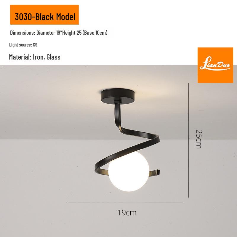Modern Minimalist Ceiling Light for Balcony, Foyer, or Cloakroom 30x30 Black