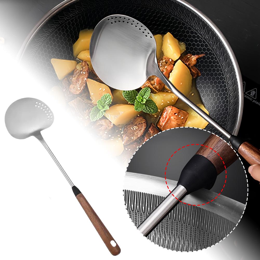 Stainless Steel Spatula Mushroom Shovel With Wooden Handle Cooking Spoon Anti-Scalding Cooking Shovel Kitchenware Accessories