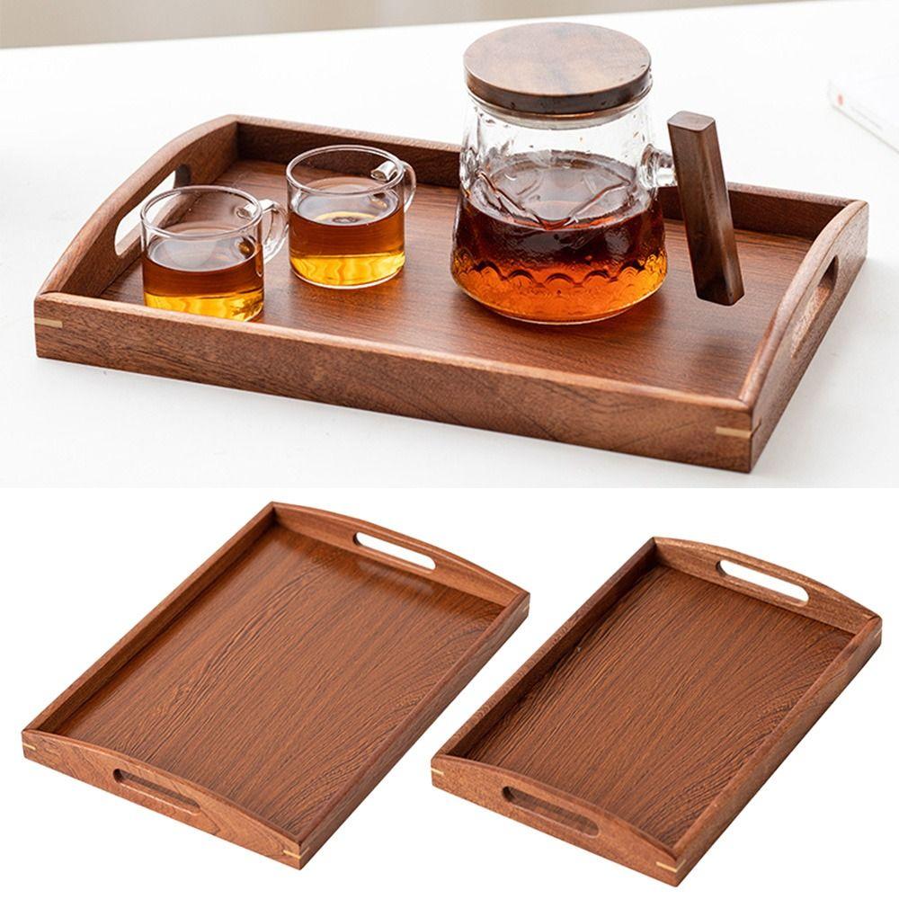 Heavy Duty Wooden Trays Ebony Food Plate New Storage Tray Fruit Snack