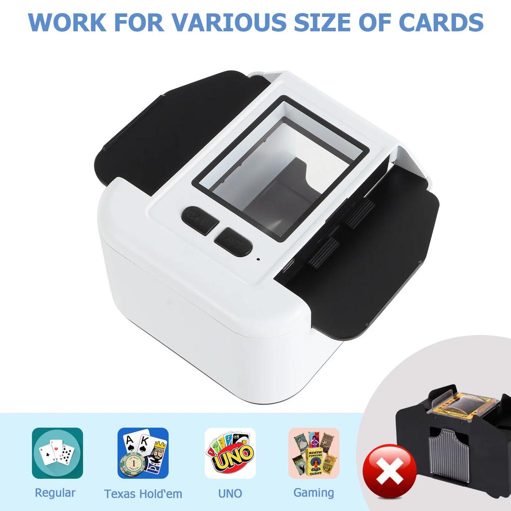 Automatic Card Shuffler 2 Deck Electric Casino Card Shuffler Rechargeable Shuffling Machine for UNO Poker Texas Hold'em Games
