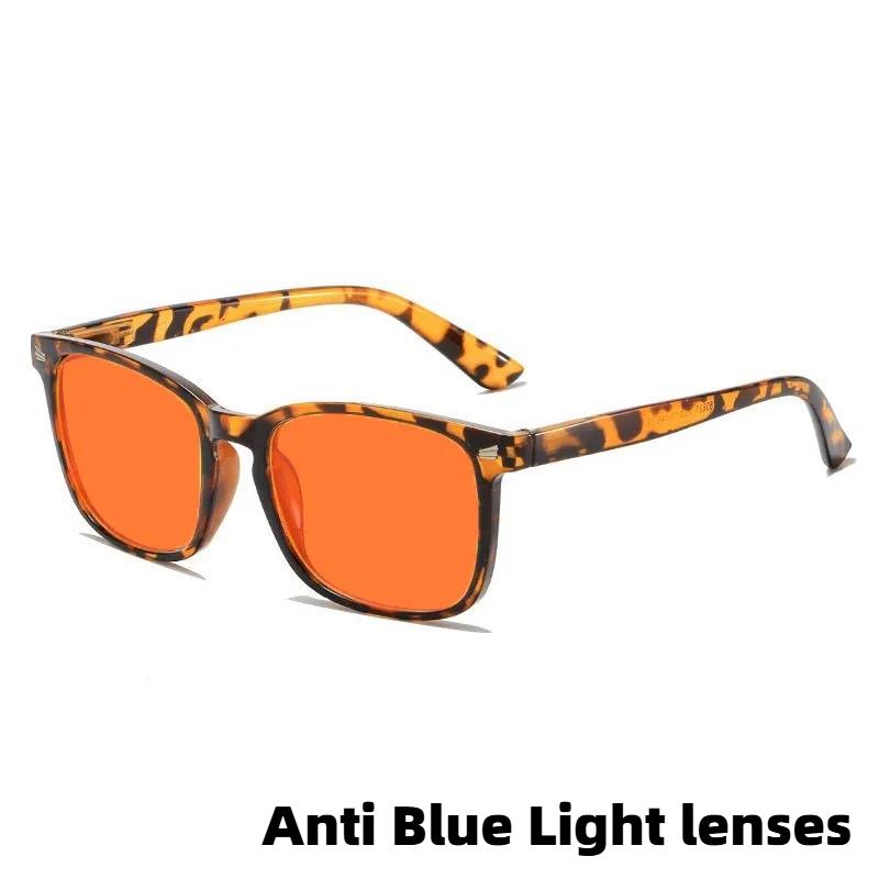 Fashion Square Frame Plain Glasses Orange & Red Lenses Anti Blue Light Glasses Gaming Protective Eyewear Night Driving Goggles
