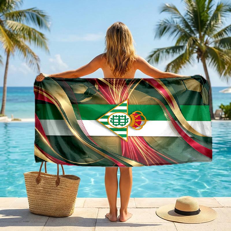 Real Betis Football Beach Towel Soft Microfiber Summer Towel Quick Dry Absorbent Towel for Beach Swimming Pool Travel