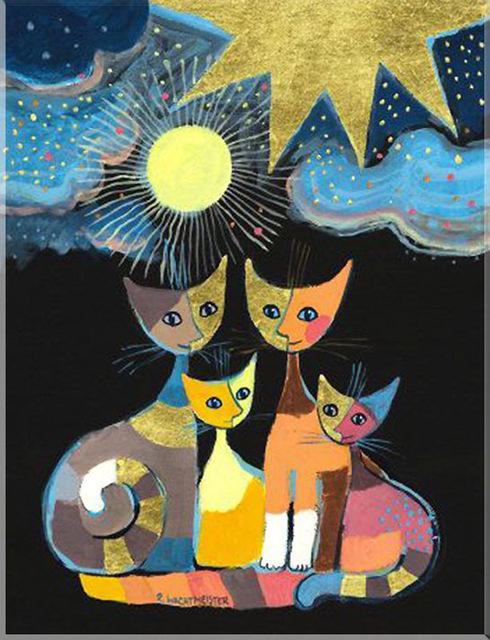 

5D DIY Алмазная картина Полный квадрат Мультфильм Семья кошек Наборы для вышивки крестом Картина со стразами Декор Вышивка Алмазная мозаика Full Round 20x30CM