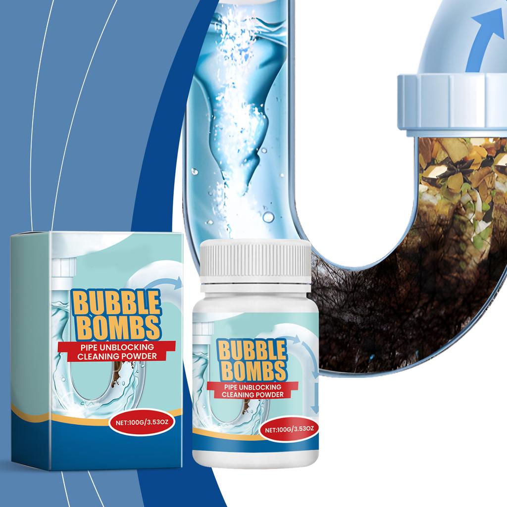 Bubble Bombs Pipe Unblocking Cleaning Powder Effective Drain Cleaner for Kitchen Bathroom Pipes Removes Blockages and Residue Fast Acting Formula