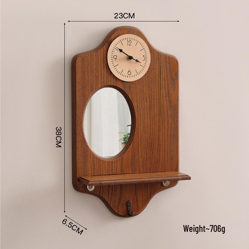 Creative Entrance Wall Hooks: No-Punch Key Holder & Wooden Shelf Combo