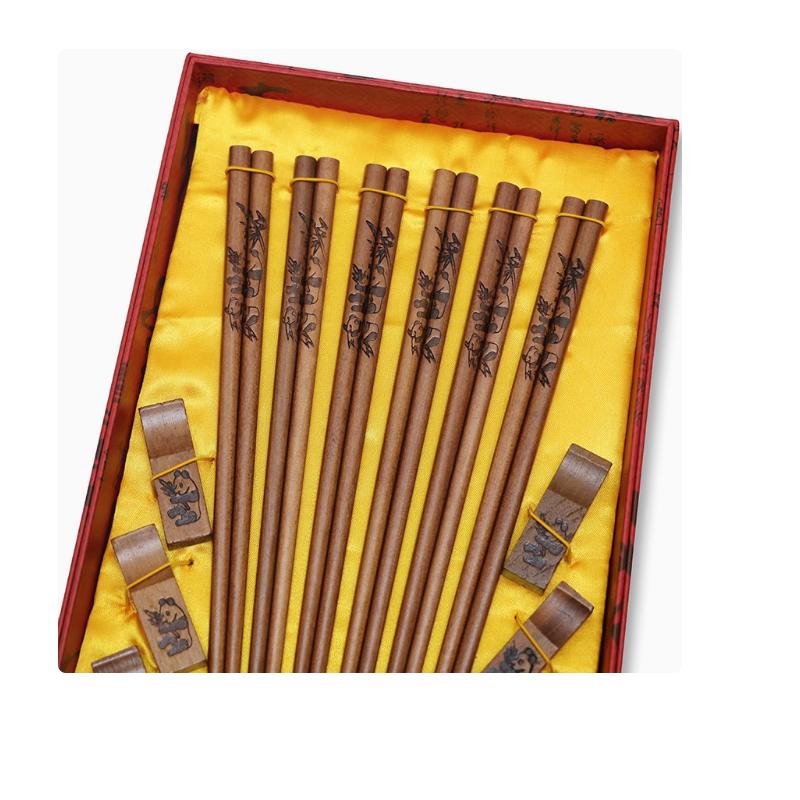 Gift Box Chopsticks Peking Opera Facial Makeup Wooden Carving Craft Korean Chopsticks Set Japanese Sushi Chop Sticks Wood Ducks