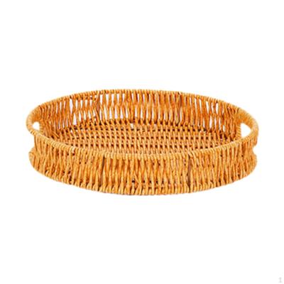 Imitation Rattan Bread Basket Serving Fruit Bowl Tray for Countertops