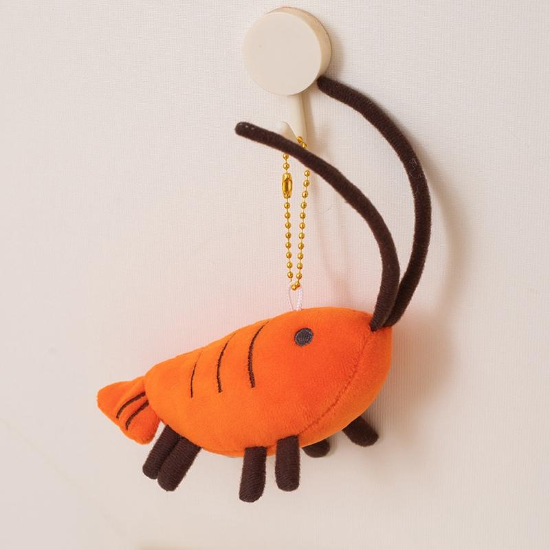 Mini-Garnelen-Plüschtiere Gefüllte Orange Garnelen Anhänger Niedlicher Lebensechter Schlüsselanhänger Kawaii Taschen Dekor Lustiges Kindergeschenk Türhänger 10cm beige