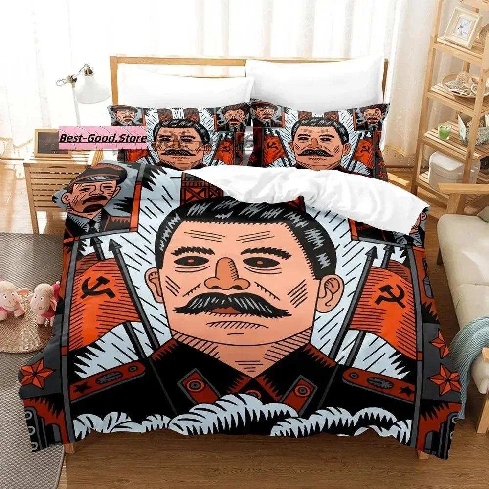 Russischer Genosse Joseph Stalin Porträt Bettwäsche Set Einzelbett Doppelbett Full Queen King-Size Abmessungen Abmessungen Bettwäsche Set Erwachsener Kind Schlafzimmer Bettbezug