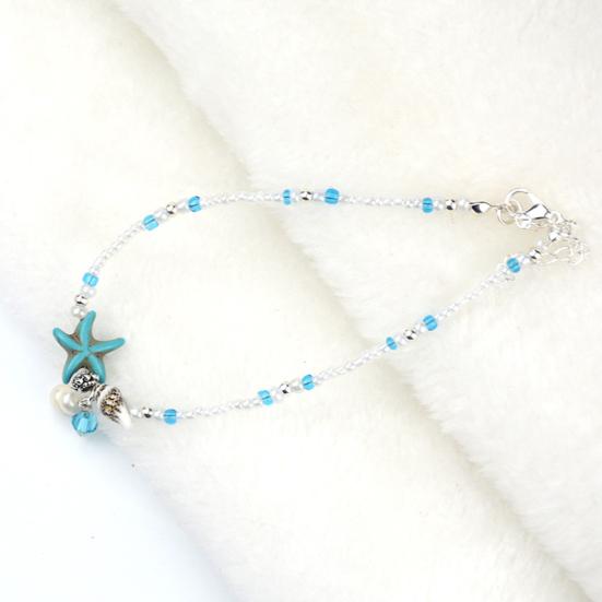 Boho Lady Beaded Starfish Charm Barefoot Sandal Foot Chain Anklet Ankle Bracelet