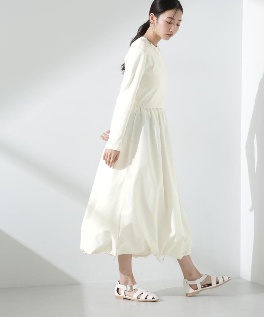 Nano Universe Balloon Combination F Women's 2-Way Dress, 030, White, 673-5119312