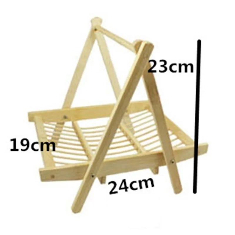 

Bamboo wooden Meat rack noodle rack plate cool dry fried snacks vegetables folding basket hang fruit pan hotpot Creative tray