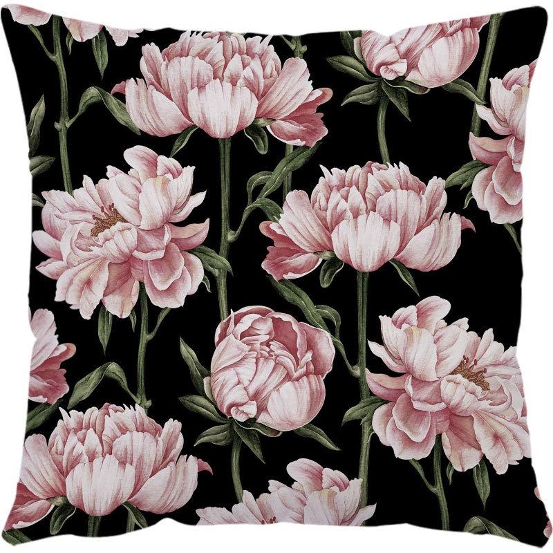 Luxury Home Decor Pillowcase Office Sofa Car Cushion Cover Rose Flower Print