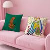 Geometric Animal Leopard Pattern Pillow Case Anti-dustmite Pillowcase Invisible Zipper Silky Short Plush Sofa Cushion Cover